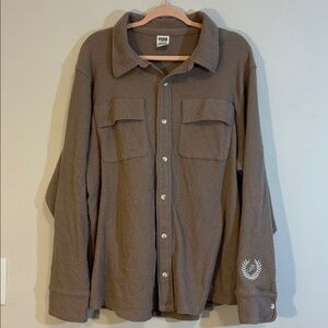 Victoria's Secret PINK Reverse Fleece Shacket VS Pink, Iced Coffee Taupe XL